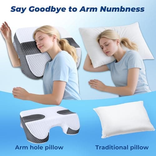 SAHEYER Side Sleeper Pillow with Arm Holes, 2 in 1 Shoulder Relief System for Rotator Cuff Pain, Memory Foam Pillow for Adults with 3 Arm Place Hole, Black 9