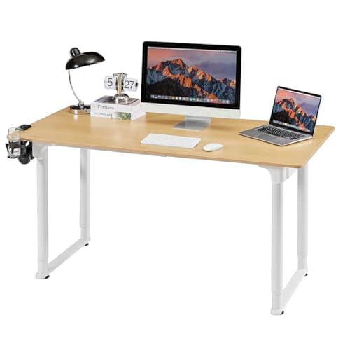 ONBRILL Electric Standing Desk, 63x30 Inches Rectangle Stand Up Desk with 4 Legs, Sit Stand by Memory Controller & Dual Motor, Adjustable Height from 28-46 Inches for Work Office Home, Oak Color 9