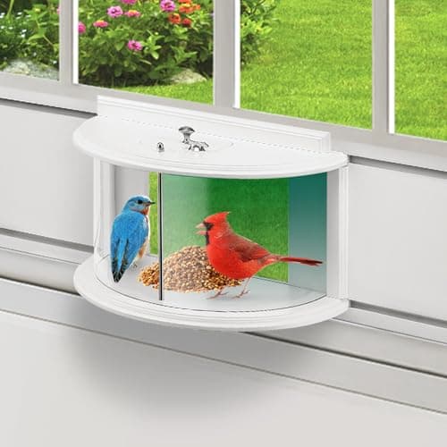 YORKING Window Bird Feeder, 180° Clear Bird Feeders for Window Viewing Inside, Squirrel Proof Wild Bird Feeders with Secure Lock, Extra Green Screen for Birds Stay Longer, Best Gift to Close Nature