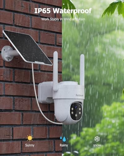 Rebluum AOV Security Camera, 24H Non-Stop Recording, 2K Security Cameras Wireless Outdoor, Cameras for Home Security with 360° PTZ, Solar-Powered, Auto Tracking, 512G Local Storage(Not Include) 8