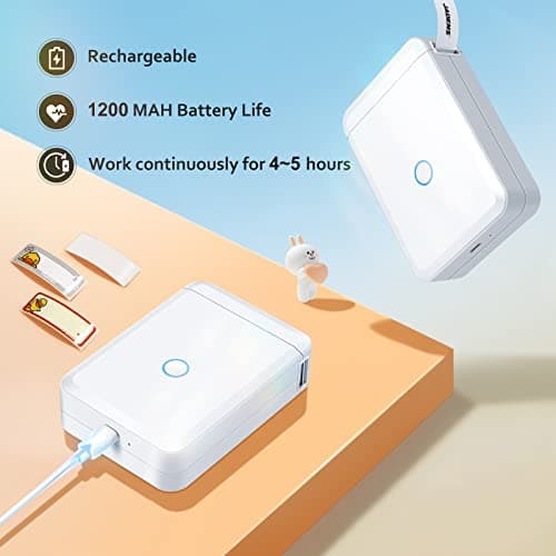 JADENS Label Maker Machine with Tape, D110 Portable Bluetooth Label Printer for Storage, Barcode, Mailing, Office, Home, Organizing, Sticker Maker Mini Label Maker with Multiple Templates, White 8