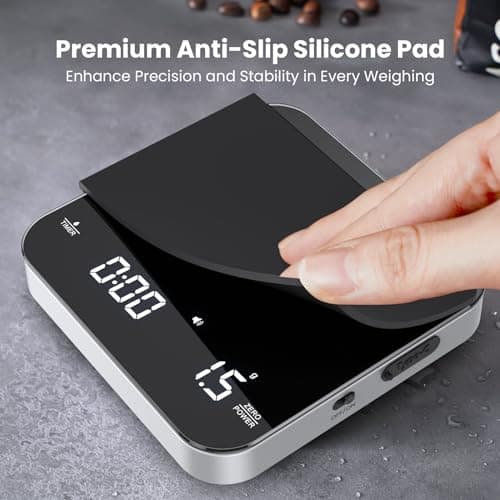 Maestri House Mini Coffee Scale with Timer, USB-C Rechargeable Espresso Scale, 2kg/0.1g Accurate Scale for Espresso and Pour-Over Coffee, Portable Digital Kitchen Scale with Auto Timer (Black&Silver) 6