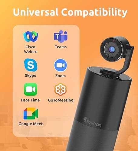 TOUCAN Video Conference Camera with 4 Noise-Cancelling Mics, Speaker, Adjutable Camera, 1080p Detachable USB Webcam Plug and Play Works with Zoom, Microsoft Teams and More, for PC/Mac/Laptop 5