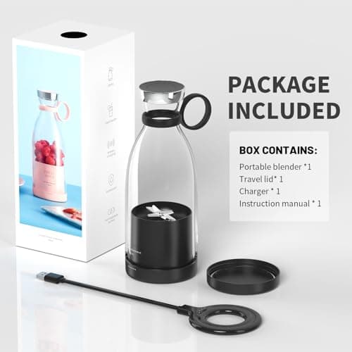 OTPEIR Portable Blender for Shakes and Smoothies with 11.83 Oz Travel Cup and Lid,Durable Stainless Steel Blades for Juice Blending Performance, Black 7