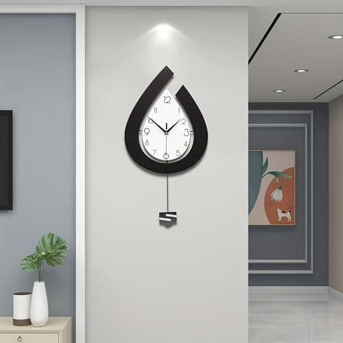 JTWALCLOCK Large Wall Clock for Living Room Decor Big Pendulum Modern Wall Clock Silent Non Ticking Battery Operated 28.7 Inch Clock for Kitchen Bedroom Bathroom Office Indoor Home Decorative