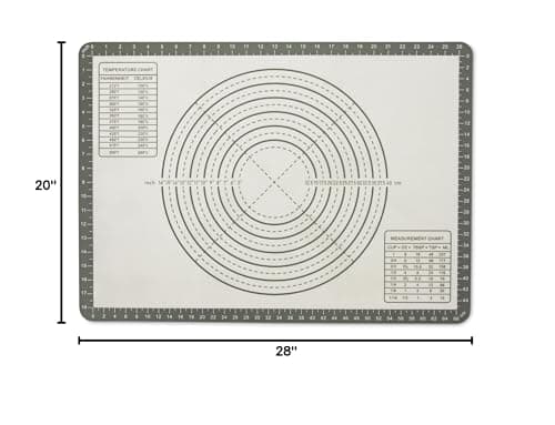 Amazon Basics Nonstick Silicone Pastry Baking Mat with Measurements, BPA-Free, Oven-Safe, Extra Large 20 x 28 in 8