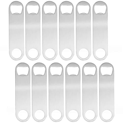 Juvale Bottle Opener Bulk Set - 12 Pack, Stainless Steel Flat, 4.7 x 1.2 In - Bartender & Bar Supplies with Blank Bottle Openers for Custom Keychains