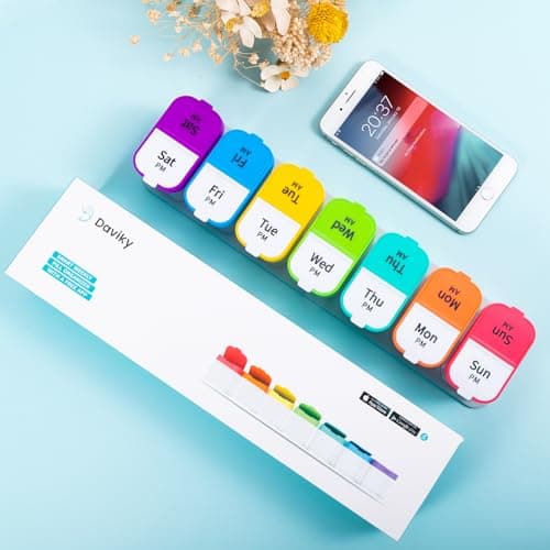 Daviky Extra Large Weekly Pill Organizer 2 Times a Day, XXL AM PM Pill Organizer 7 Day, Big Pill Case with Large Compartments, Daily Medicine Box to Hold Vitamin, Supplement and Medication 6