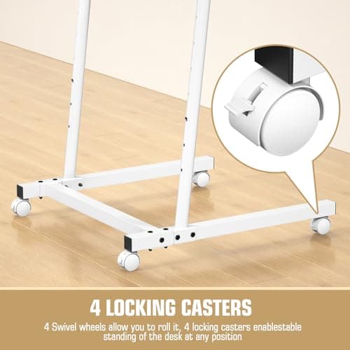 Eocnrhe Treadmill Desk, Mobile Small Standing Desk with Wheels for Walking Pad, Portable Table for Laptop, Rolling Table Adjustable Height, Bedside Table 7