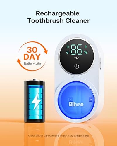 Bitvae Toothbrush Cleaner & Toothbrush Holder, Cleaning and Air Drying, LED Smart Screen, Rechargeable Wall Mount Toothbrush Holder for Bathrooms 8