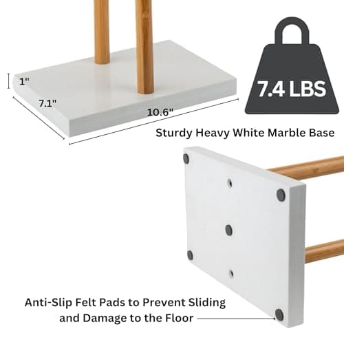 luxedry Standing towel Rack -2-Tier Bamboo Towel Rack with Marble Base - Standing Towel Rack for Bathroom - Towel Holder Stand Display - Drying Towel Rack 6