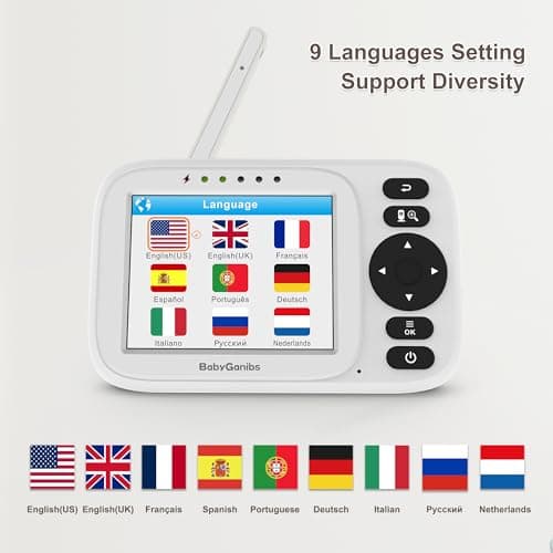 Baby Ganibs Baby Monitor with Camera and Audio, 3.2'' IPS Portable Baby Monitor No WiFi with 1000ft Long Range, Remote Pan-Tilt Video Baby Monitor, Infrared Night Vision, ECO Mode, Powerful Battery 9