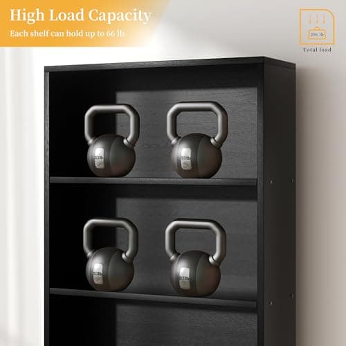 Shintenchi Bookshelf,6-Tier Open Bookcase and Bookshelves,6 Shelf Display Storage Shelves Floor Standing 70.6 inches Tall Bookcase for Home Office, Living Room (Black) 7