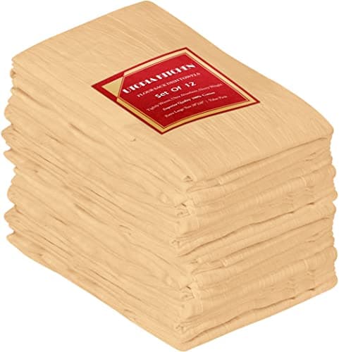 Utopia Kitchen Beige Flour Sack Towels [12 Pack - 28 x 28 Inch] 100% Cotton Tea Towels for Cleaning & Drying - Highly Absorbent Kitchen Dish Cloth