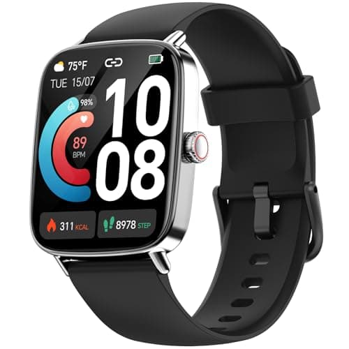 Smart Watch for Men Women, 1.85" (46mm) Smartwatch Compatible iPhone/Samsung/Android (Answer/Make Calls), 100+ Sport Modes Fitness Tracker with Heart Rate/Sleep/SpO2 Monitor, IP68 Waterproof, 2 Bands