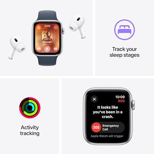 Apple Watch SE (2nd Gen) [GPS 40mm] Smartwatch with Starlight Aluminum Case with Starlight Sport Band S/M. Fitness & Sleep Tracker, Crash Detection, Heart Rate Monitor 7