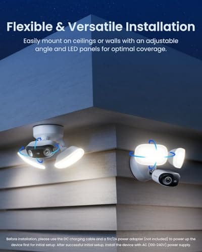 REOLINK Elite Floodlight WiFi, 4K 8MP 180° Panoramic Wired Floodlight Camera, Adjustable 3000 Lumens, Local AI Video Search, Dual-Band Wi-Fi 6, 24/7 Recording, No Monthly Fees, 100~240V AC Hardwired 8