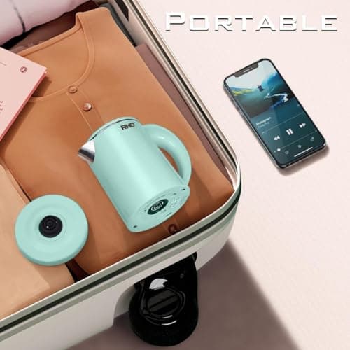 0.5L Small Portable Electric Kettles for Boiling Water, Stainless Steel Travel Kettle, Fast Boil Teapot, Boil-Dry Protection & Auto Shut-Off, Perfect For Traveling Cooking, Coffee, Tea, Eggs(Green) 6