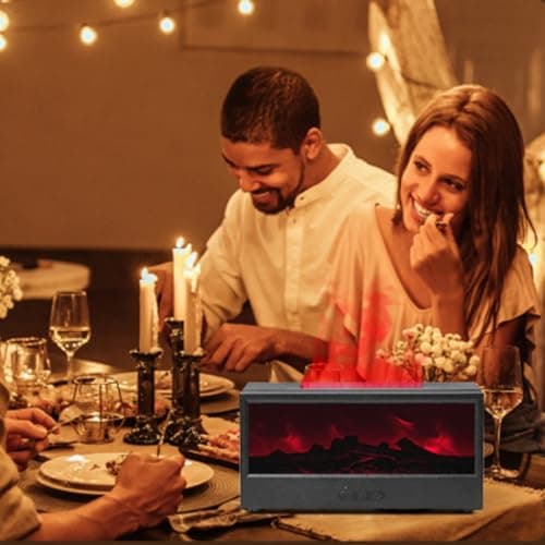 Essential Oil Diffusers for Home,Air Diffuser Flame Colorful Water Vapor Fireplace Fire Humidifier Aromatherapy Aroma for Room Bedroom,Auto Off Protection 5