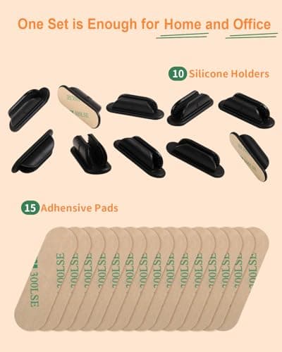 Tiizze 10 Pack Adhesive Pencil Holder for Desk, Silicone Pen Holder for Wall, Clipboard & Laptop with 15 Upgraded Sticky Pads, Rugged Grip Pencil Holders for Classroom Teacher Essentials (Black) 7