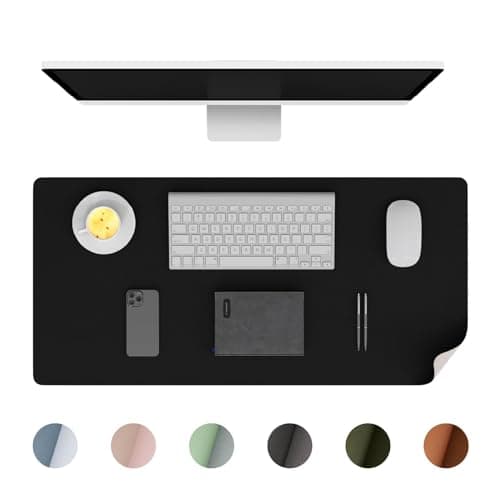 LBJFYHJN Non-Slip Desk Pad, Waterproof PU Leather Desk Blotter, Office Mat, Ultra Thin Large Mouse Pad, Easy Clean Table Protector, Laptop Desk Writing Mat for Office/Home (Black, 23.6''x13.8'')