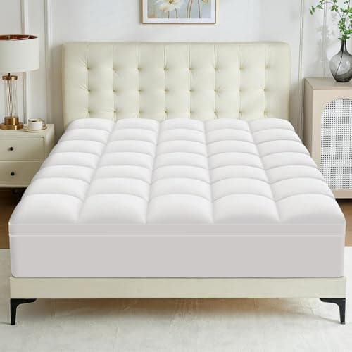 TESIONE King Mattress Topper - Extra Thick Mattress Pad Cover - Pillow Top with Soft Breathable Spiral Fiber Filling, 8-21 Inch Deep Pocket, Cooling, White 7