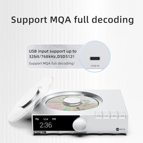 SMSL PL200T Transport CD Player Clock Input MQA CD Full Decoding Self-Developed P.A.S.S. Servo Sys 32bit/768kHz DSD512 Desktop Audio CD Player USB/CD Input Optical/Coaxial/I²S/AES/EBU Output 7