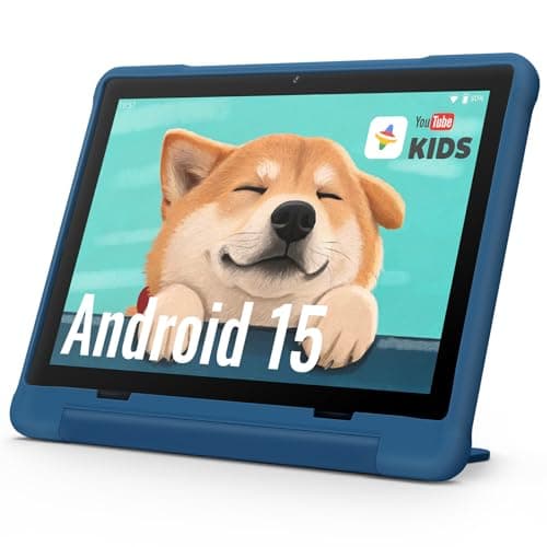 UEMXDOX Kids Tablet, 2026 Android 15 Tablet for Kids Age 3+, 8GB+64GB, Expandable to 512GB, 10" Touch Screen with Case, WiFi 6, BT5, Pre-Installed Parental Controls, Kids Space, Family Link (Blue)