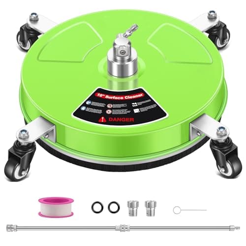 LidoDola 16'' Pressure Washer Surface Cleaner with 4 Wheels - Stainless Steel Surface Cleaner for Pressure Washer Attachment for Concrete, Driveway, Patio, Sidewalk, Deck and Driveways