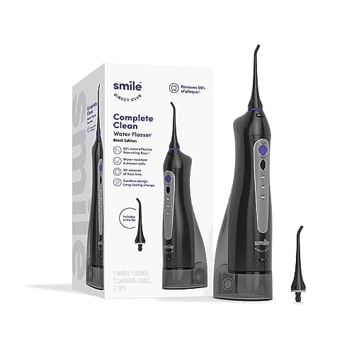 SmileDirectClub Premium Edition Water Flosser - XL Water Reservoir with 2 Nozzles, Waterproof and Cordless Design - Black