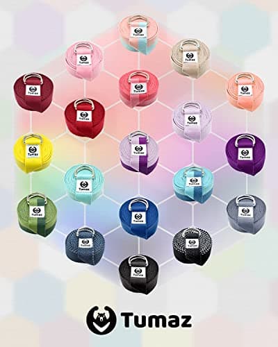 Tumaz Yoga Strap/Stretch Bands [15+ Colors, 6/8/10 Feet Options] with Extra Safe Adjustable D-Ring Buckle, Durable and Comfy Delicate Texture - Best for Daily Stretching, Physical Therapy, Fitness 8