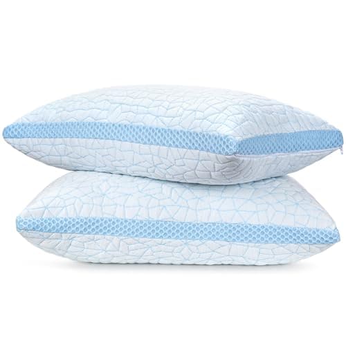 JORCOLEEN Shredded Memory Foam Pillow, Bed Pillows for Sleeping on Back, Stomach and Side Sleeper, Adjustable Pillows with Washable Cover (Standard - 2 Packs)