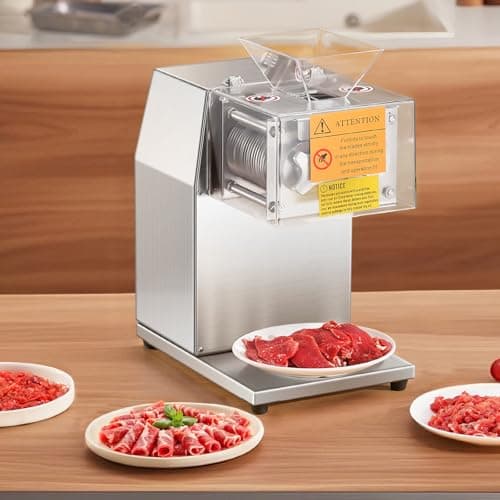 VEVOR 850W Meat Slicer, Commercial Meat Cutting Machine, Stainless Steel, 5 mm Thickness, Detachable Blades, Electric Food Slicer for Home Kitchen Restaurant Supermarket 8
