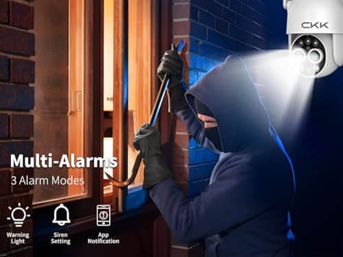 CKK Wireless Security Camera Outdoor, 4MP+4MP HD PTZ Camera for Home Security, Motion Tracking, WiFi, 8X Dual Optical Zoom, Person Detection, Spotlight Color Night Vision, APP Control,No Add to NVR 7