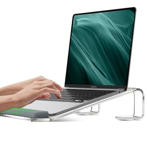 JCZT Clear Acrylic Laptop Stand for Desk, with Wrist Rest, Ergonomic Detachable Mount Compatible with 10-17'' All Laptops Such as MacBook Air Pro/HP/Dell/Lenovo