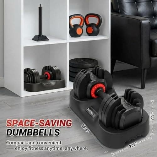 Adjustable Dumbbells Set, 25lb & 55lb Single or Pair - One-Second Quick Change, Anti-Slip Ergonomic Handle & Double-Lock Safety - Space Saving Home Gym Strength Training Equipment for Men & Women 8