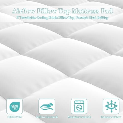 Lazyzizi Memory Foam Mattress Topper Twin, 4inch Dual Layer Cooling 2''Gel Green Tea Memory Foam & 2" PillowTop Mattress Pad, 8-21inch Deep Pocket, Egg Crate for Back Pain Relief 5