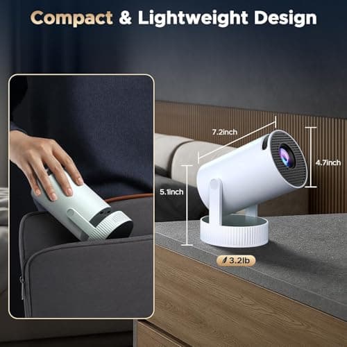 Mini Projector, Projector with Wifi and Bluetooth Built-in Battery 4K Portable Projector for Outdoor Bedroom, Smart Projectors 1080P Compatible with iphone/TV Stick/HDMI/Laptop 9