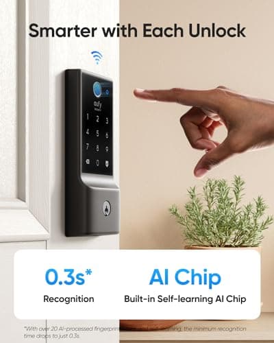 eufy Security Smart Lock C220, Fingerprint Keyless Entry Door Lock, Built-in Wi-Fi, App Remote Control, Front Door Smart Lock Deadbolt, 8Months Battery, Reliable Power, IP53 Waterproof, BHMA Grade 3 2