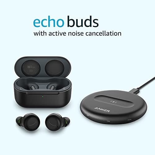 Amazon Echo Buds with Active Noise Cancellation (newest model), Wireless earbuds with active noise cancellation and Alexa, Wireless charging case and made for Amazon wireless charging pad, Black 6