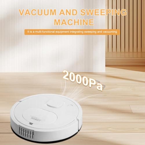 Mini Robot Vacuum Cleaner for Pet Hair, 1200Pa Suction with Dual Side Brushes, 6cm Ultra-Thin ≤55dB Quiet, Fits Hardwood/Low-Pile Carpets，Powerful Suction Robot Vacuum for Small Homes 8