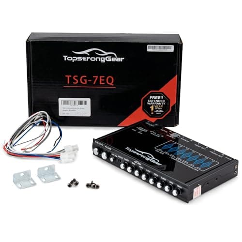 TOPSTRONGGEAR TSG7EQ 7-Band Car Audio Graphic Equalizer with Front 3.5mm Aux Input, High Voltage RCA Outputs and High Level Speaker Inputs 5