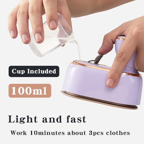 Steamer Iron For Clothes Travel Mini: Handheld Size Portable Fabric Clothing Steamers Small Hand Garment Electric Steam Ironing Machine For Clothes Travel College Dorm Home Essentials-Purple 6