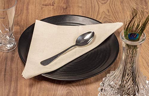 FINGERCRAFT Dinner Cloth Napkin Cotton Linen Blend 12 Pack Natural Premium Quality, Mitred Corner for Every Day Use Pre Shrunk and Good Absorbency 20x20 inch Easter Color Ivory 6