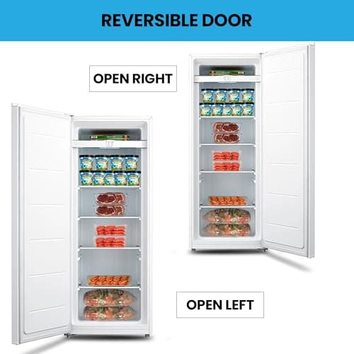 Koolatron Upright freezer - 4 Fixed Grid Shelves, Garage Ready, Meat Storage, Manual Defrost, Space Saving, Congelador For Home, Apartment, Basement, Dorm, Room, 7 Cubic Feet Capacity, White 3