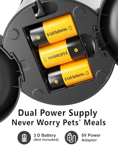 Amiaorican Automatic Cat Feeder for 2 Cats,4.2L Programmable 1-6 Meals Portion Control Cat Food Dispenser,Dual Power Supply,10S Voice Record (Transparent Black, Stainless Steel 2 Bowls) 8