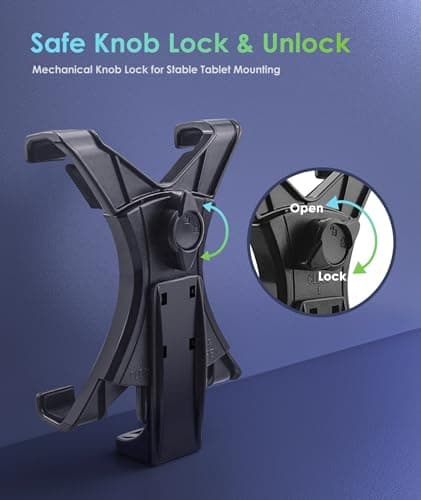 6amLifestyle iPad Tripod Mount Adapter with 360° Rotatable Ball Head, iPad Holder for Tripod, Fits 5" to 11" Tablets for Video Recording, Compatible with Mini, Air, Pro 9.7/10.5/11 7