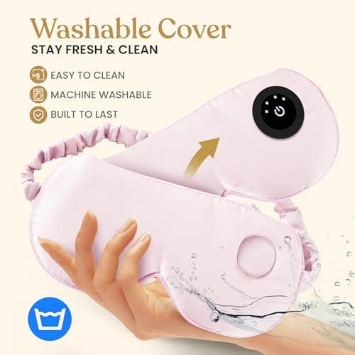 Silk Cordless Heated Eye Mask for Dry Eyes - Heating Warm Electric Mask Hot Moist Compress Heating Pad, Blepharitis, Chalazion, Stye - USB Rechargeable Sleep Mask - Pink 6