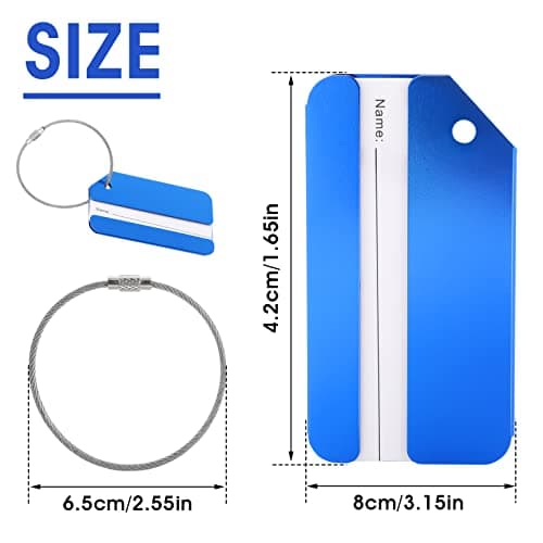 ASTER 12Pieces Metal Luggage Tags Bag Tags Stainless Steel Aluminum Metal Travel ID Bag Tag for Travel Luggage Baggage Identifier (Red, Silver, Black, Blue, Purple, Gold) 7