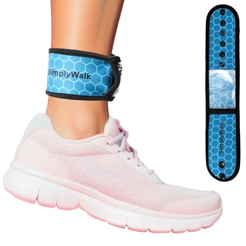 SimplyWalk Adjustable Ankle Band for Fitness Pedometer, Soft Wear Ankle Band with Transparent Pouch for Step Counter and Smart Watch (Pedometer Not Included) (Blue)